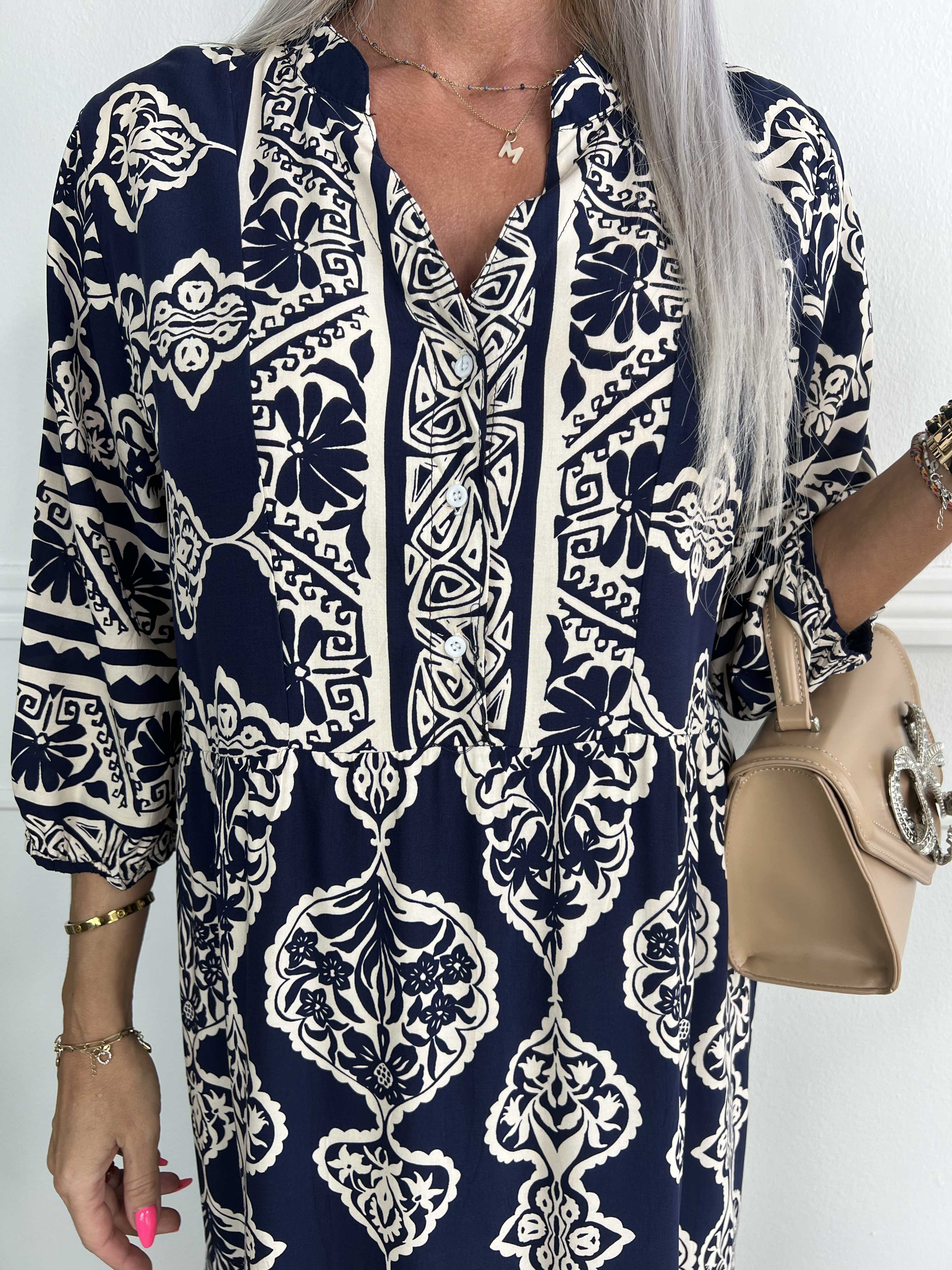 Melly - Lang mønstret tunikakjole